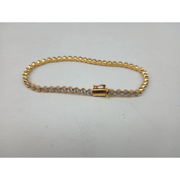 Monica Vinader 925 Silver Vermeil On Sterling Diamond Essential Tennis Bracelet - Picture 5 of 6